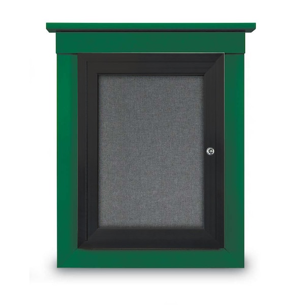 60"x36" 2-Door Enclosed Letterboard, Green Vinyl/Lt Oak